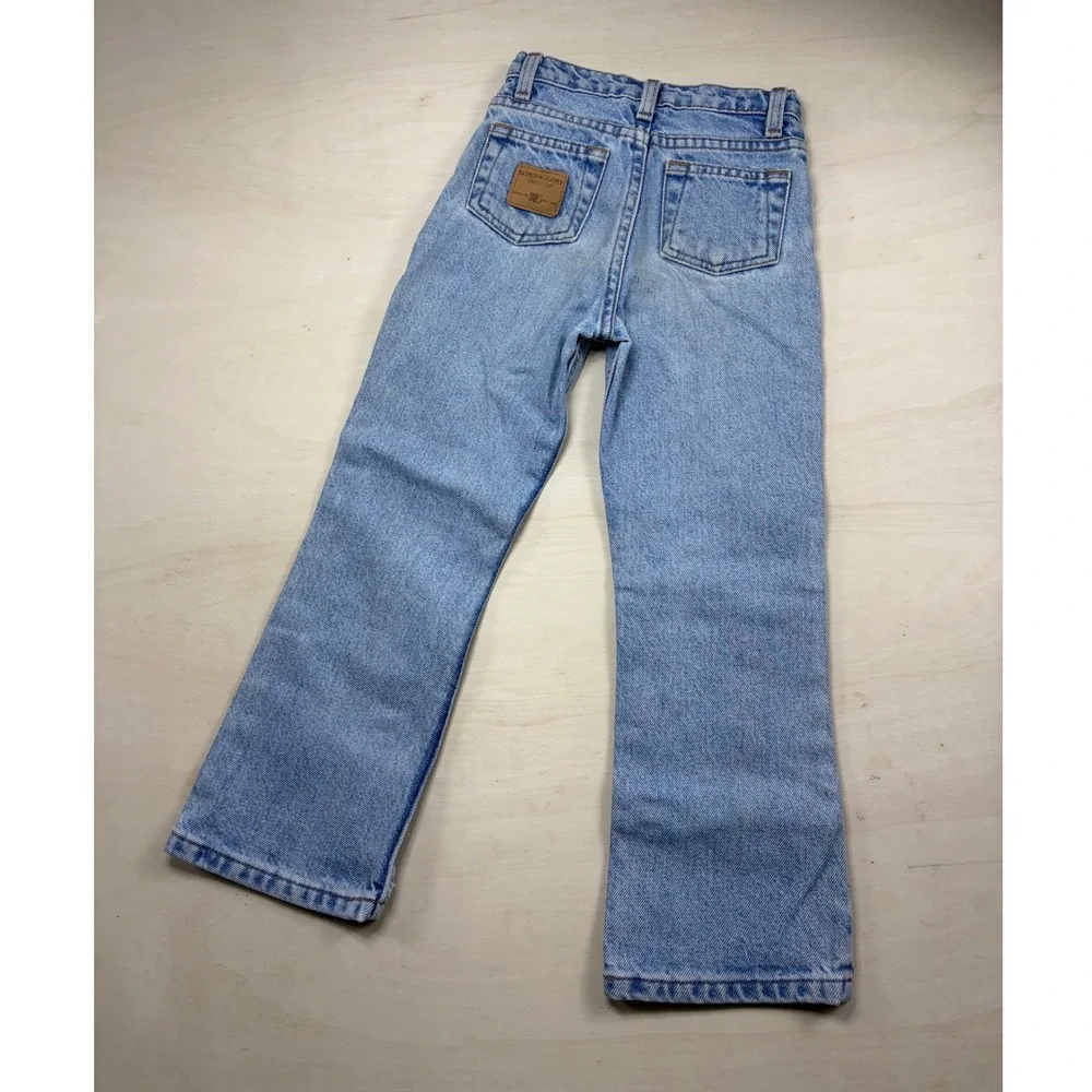 Vintage Faded Glory Girls Flare Jeans Light Wash Distressed Denim Size 6